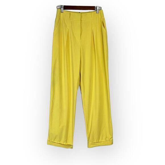 Tanya Taylor Tyler Pants Women's 4 Yellow High Waisted Pleated Tapered - Picture 1 of 6